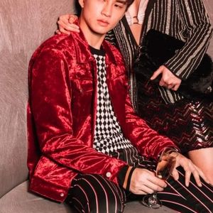 ASOS / Topman Red Velvet Trucker Jacket